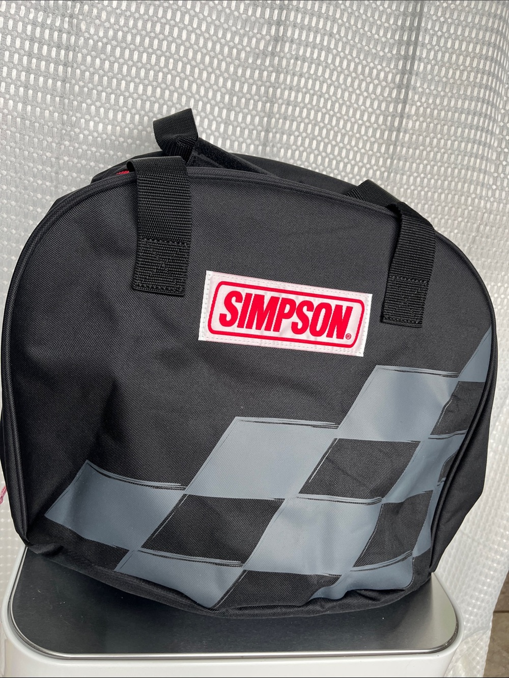 Simpson Racing Helmet Gear Bag Black Checkered Flag Carry Case EUC